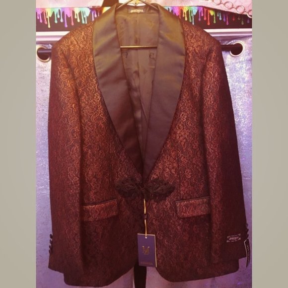 Red Manzini Smoking Jacket -BOSS ITALIAN PARTYWEAR - Picture 1 of 11